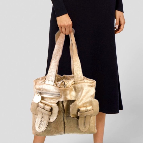 Chloé metallic gold large 90’s/y2k leather hobo shoulder bag $1,698 - Picture 1 of 15